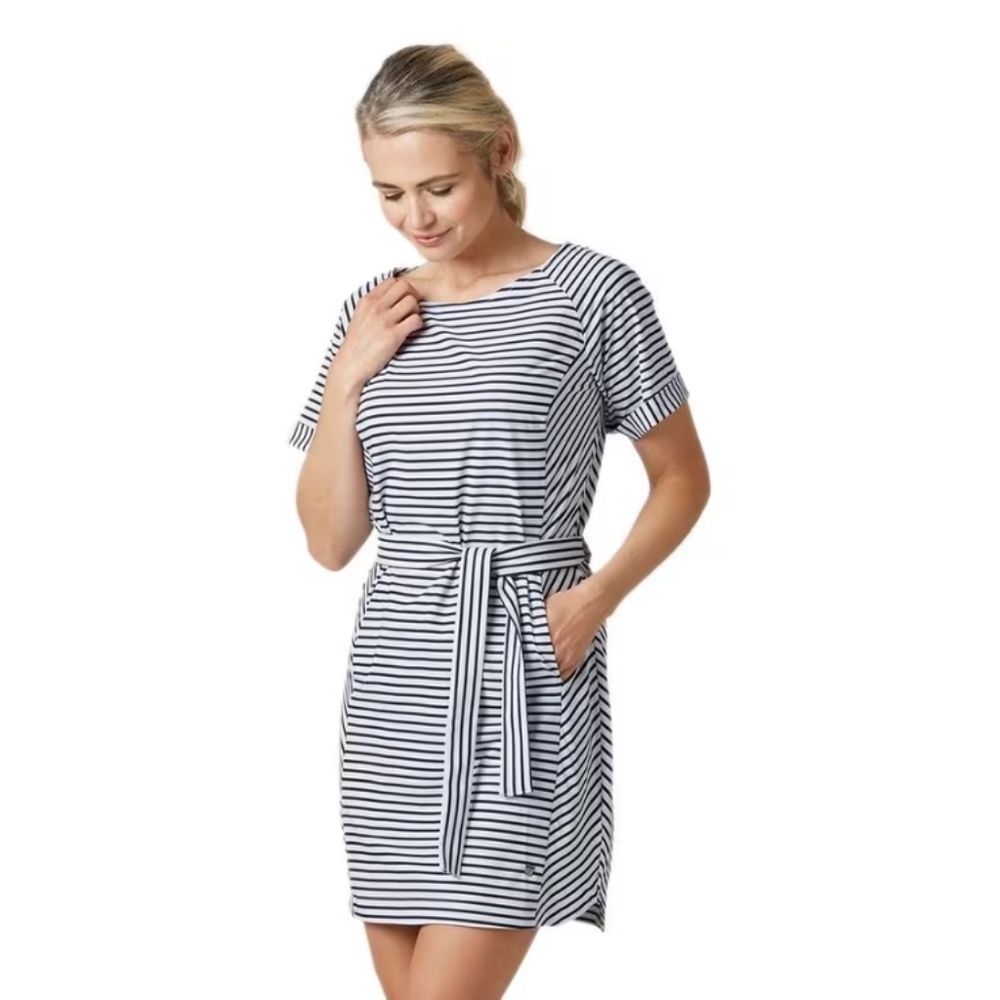 Helly Hansen Thalia Stripe Summer Dress L navy blue white large boat cruise